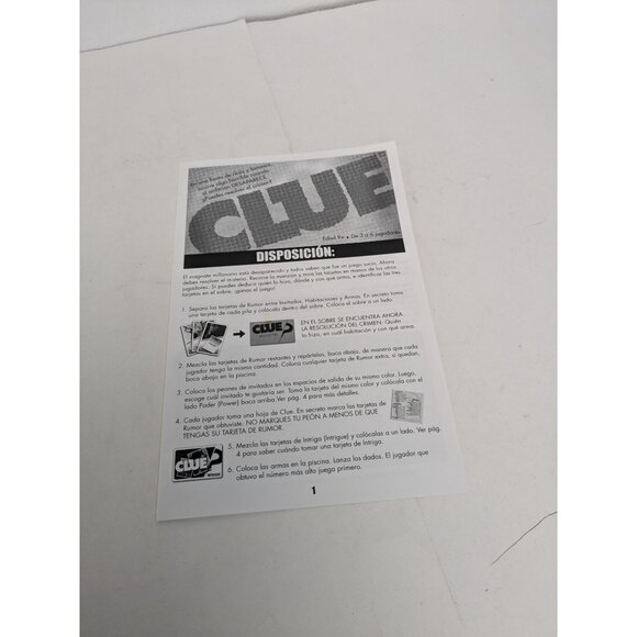 2008 Clue Board Game Replacement Parts Game Board Instructions - Picture 7 of 8